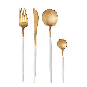 Faqueiro 24 Peças Dourado Com Branco - Wolff