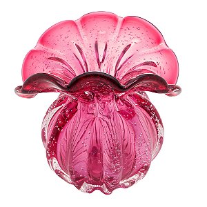 Vaso Murano Trouxinha Italy Rosa 15x13x16cm - Lyor