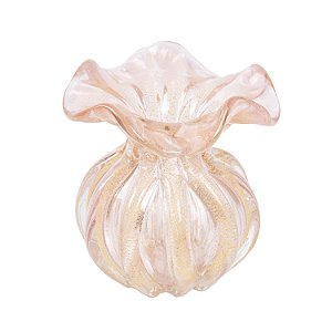 Vaso Murano Incolor Com Dourado G - Lucatti