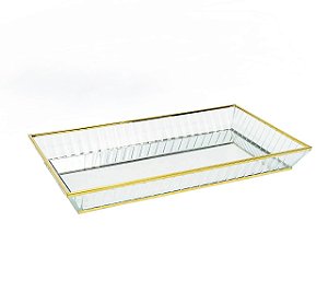 Bandeja Decorativa Em Metal Dourado M - Lucatti