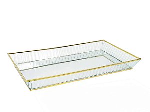 Bandeja Decorativa Em Metal Dourado G - Lucatti