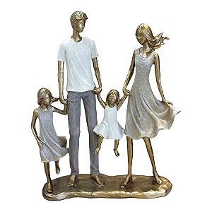 Escultura Família Casal Com Duas Meninas - Mabruk