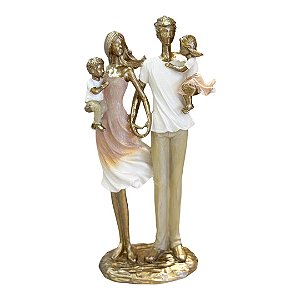 Escultura Família Casal Com Menino E Menina - Mabruk