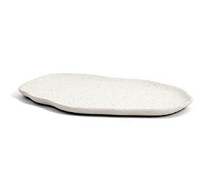Bandeja Oval Em Cerâmica Off White - Mart