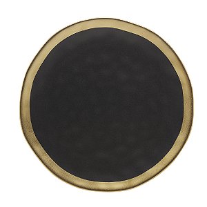 Prato Raso De Porcelana Preto E Dourado Dubai 25cm - Wolff