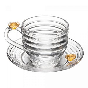 Xícara De Chá Com Pires Little Bee 200ml de Cristal - Lyor
