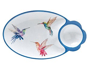 Petisqueira Oval Em Melanina Com Desenho Pássaros -Entrecasa