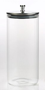 Pote G Em Vidro Tampa Detalhe Urso Prata 26cm - Entrecasa