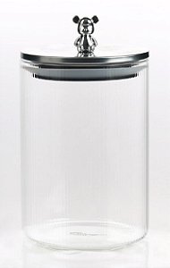 Pote P Em Vidro Tampa Detalhe Urso Prata 16cm - Entrecasa