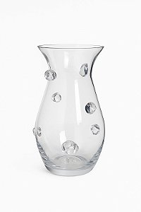 Vaso Em Vidro Com Detalhes Em Alto Relevo - 25 CM