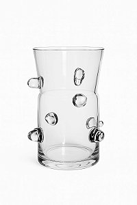 Vaso Em Vidro Com Detalhes Em Alto Relevo - 20 CM