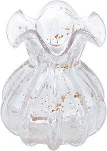 Vaso De Vidro Italy Transparente E Dourado 13x17cm - Wolff