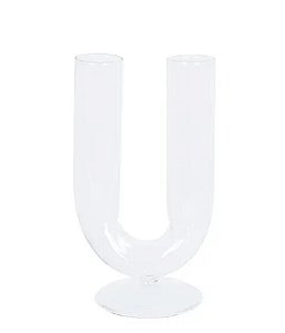 Vaso De Vidro Transparente Em Formato De U - 19 CM