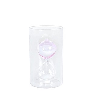 Adorno De Vidro (Ampulheta) Copo 2 Min - Rose - 15CM - Tam M