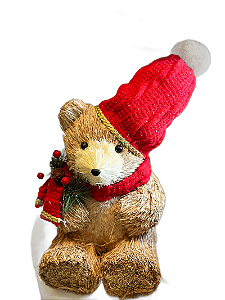 Urso Sentado Decoração De Natal 30cm - Tokdacasa