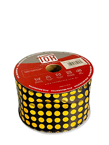 Fita Aramada Decorativa De Natal Preto E Doura - 6,3cmx9,14m