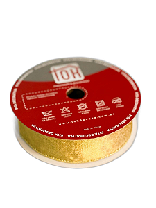 Fita Aramada Decorativa De Natal Dourado - 3,8cmx9,14m
