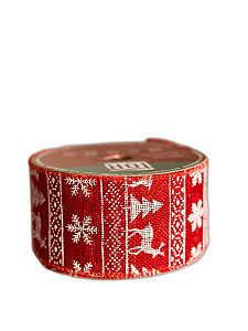 Fita Aramada Decorativa De Natal Vermel E Dour - 6,3cmx9,14m