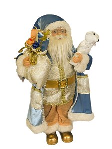 Papai Noel Em Pé (Roupa Azul) - 45cm - Tokdacasa