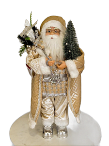 Papai Noel Em Pé (Roupa Dourada E Prata) - 45cm - Tokdacasa