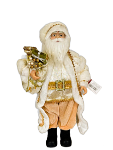 Papai Noel Em Pé (Branco com Dourado) - 45cm - Tokdacasa