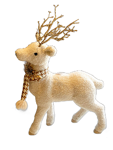 Rena em Pé (Branca) Decoração De Natal 70cm - Tokdacasa