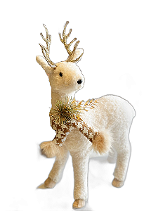 Rena em Pé (Branca) Decoração De Natal 46cm - Tokdacasa