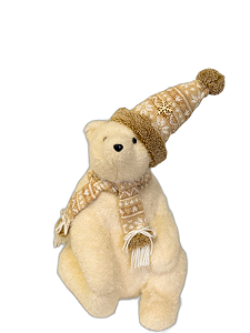 Urso Sentado Branco - 37cm - Tokdacasa