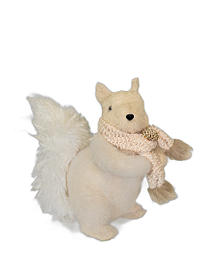 Esquilo Branco Com Broche De Luxo - 30cm - Tokdacasa