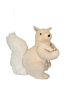 Esquilo Branco Com Broche De Luxo - 43cm - Tokdacasa