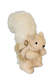 Esquilo Branco Com Broche De Luxo 27cm - Tokdacasa