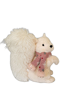 Esquilo Branco (Cachecol Rosa) - 25cm - Tokdacasa