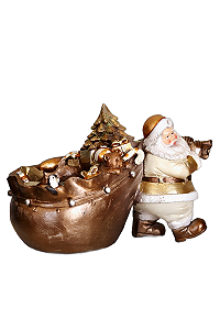 Papai Noel C/ Presentes - 18cm - Ouro/Branco - Tokdacasa