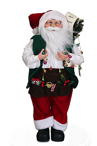 Papai Noel em Pé Verde/Vermelho - 60cm - Tokdacasa