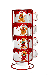 Jogo 4 Canecas Ginger Coloridas - 7cm - Tokdacasa