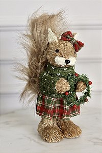 Esquilo De Natal com Guirlanda - 32cm -Tokdacasa