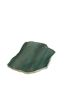 Platter Quartzo Verde Com Borda Dourada