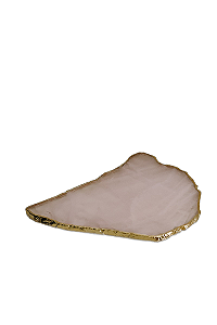 Platter Quartzo Rosa Claro Com Borda Dourada