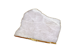 Platter Quartzo Branco Com Borda Dourada