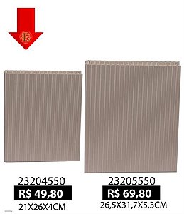Caixa Formato Livro Mpu Pu Listra 3D Bege P - Entrecasa