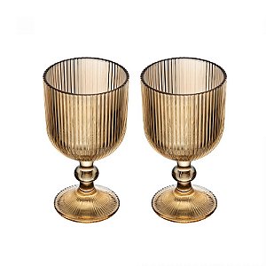Conjunto 2 Taças Vidro Lines Ambar Metalizado 380ML - Wolff