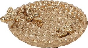Prato Porta-Jóias Bee Happy Dourado – 10x7,5cm - Tuut