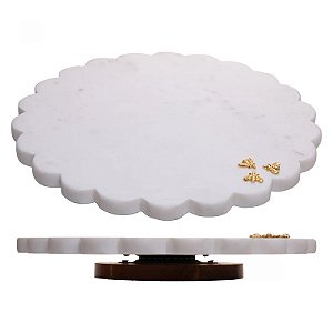 Tábua Redonda Giratória New Bee 30,5x3,5cm Mármore - Wolff