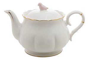 Bule Em Porcelana Birds Branco 1L - Wolff