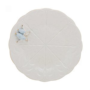 Prato Para Bolo Em Porcelana Birds Branco - 30cm - Wolff