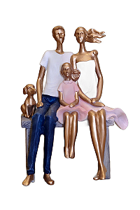 Figura Decorativa Resina Família Branco 17x23cm- Wolff