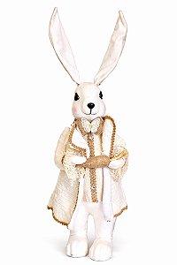 Decoração Coelho Tecido Branco/Bege - 47cm - 1UN - Tokdacasa
