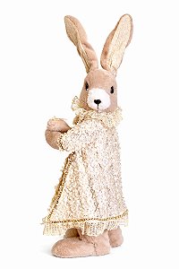 Decoração Coelha Tecido Branco/Bege - 48cm - 1UN - Tokdacasa