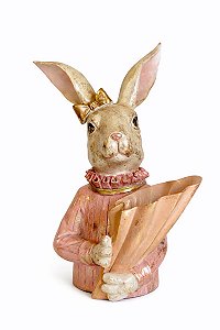 Decoração Coelha Em Resina Rosa - 36cm - 1 UN - Tokdacasa
