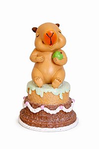 Decoração Capivara Bolo Marrom - 17cm - 1 UN - Tokdacasa